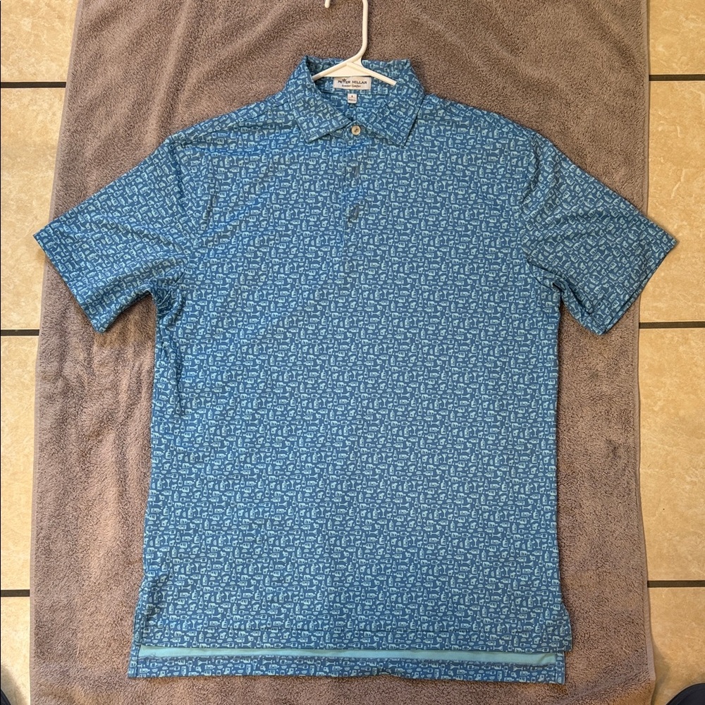 Peter Millar Blue Geometric Polo Shirt